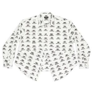 ❌️SOLD❌️ Balenciaga M L XL 40 White OVERSIZED Button Shirt BB Icon Hand Drawn
